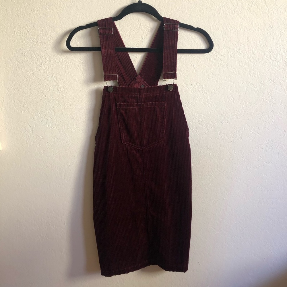 Burgundy Corduroy Overall Dress